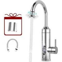 Vivitar Durchlauferhitzer 230V Küchenarmatur Edelstahl mit LED-Temperaturanzeige Küche, max. 60 °C, Kompakte Größe, ideal mobile Anwendungen wie Camping Wohnmobil., 230V Durchlauferhitzer, Wasseranschluss, Düsen, Installationszubehör., max. 60 °C, mi
