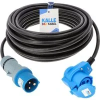KALLE DAS KABEL Kalle Verlängerungskabel CEE 230V 16A 1,5 mm² Winkel IP44 15 Meter Verlängerungskabel, CEE Stecker, CEE Winkelkupplung mit Schuko Steckdose (1500 cm)