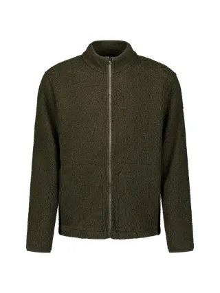 No Excess - Teddy-Sweatjacke mit Zipper grün - Gr. - M