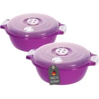 Lantelme Mikrowellenbehälter Mikrowellenschüssel Set rund Mikrowellen Picknick Schüssel, lebensmittelecht, (Spar-Set, 2-tlg., 2 Stück Set Mikrowellenschüssel Volumen 1,8 Liter Volumen), mit Deckel und Dampfventil, Deutsche Herstellung