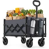 SONGMICS Handwagen altbarer Handwagen/Bollerwagen, Gartenwagen mit Griff, 4 verstärkte Rollen, davon 2 Universalräder, bis 150/180 kg belastbar