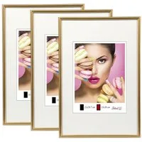 IDEAL TREND Bilderrahmen 2er 3er 5er Pack Photo Style Set Bilderrahmen Wanddeko Collage Poster, für 3 Bilder (3 St), Hochwertiger Kunststoffrahmen halbrunde Leiste Echtglas MDF-Rückwand