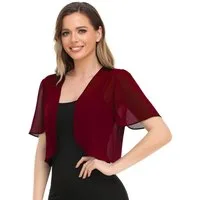 Zaewry Bolero Damen-Bolero aus Chiffon,Kurz Strickjacke Damen Offene Weich Damen-Schaljacke / Cardigan — Leicht, kurzer Schnitt