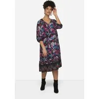 MIAMODA Jerseykleid Kleid A-Line Alloverdruck V-Ausschnitt 3/4-Ärmel