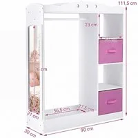 COSTWAY Kleiderständer, Kindergarderobe mit Spiegel, Garderobe Prinzessin