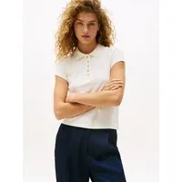 Tommy Hilfiger Poloshirt GOLD BUTTON SLIM SS POLO mit goldfarbenen Knopf