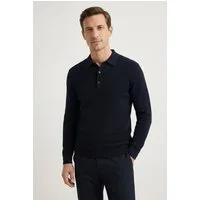 OLYMP Polokragenpullover Waffle Structure Pullover strukturiert, unifarben, regular fit, Strick