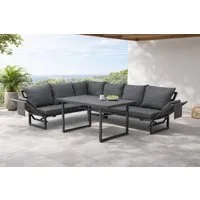 Gardissimo Gartenlounge-Set San Remo anthrazit Dining Eck Lounge Set mit hohen Tisch, (Spar-Set, 3-tlg., komplett-Set), mit stufenlos verstellbaren Armlehnen / wetterfest