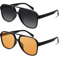 LuxusKollektion Pilotenbrille Pilotenbrille Retro Damen Herren 2 Schwarz Grau & Schwarz Gelb