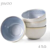 JIWOO Salatschüssel 4er Ø13.5cm, Müslischüssel Suppenschüssel Dessertschale Obstschale, Keramik, (Schüsselset, 4-tlg), Hochwertiges Schüsseln Blau Mikrowellen und spülmaschinenfest Ø13,5cm