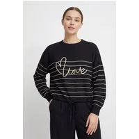 ONLY CARMAKOMA Rundhalspullover CARSIGNE LS TEXT DETAIL O-NECK KNT