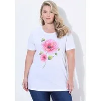 MIAMODA T-Shirt T-Shirt Komfort Fit Glitzersteinchen Blumenmotiv