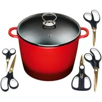 KING Suppentopf, Aluminiumguss (Set, 7-tlg), Kochtopf 7LØ24cm +Glasdeckel, Induktion, Keramikbeschichtung
