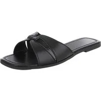 Ital-Design Damen Slip-On Sandale mit Kreuzriemen Pantolette (91970876) Blockabsatz Pantoletten in Schwarz
