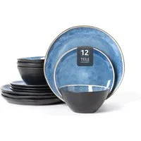 OTTO home Tafelservice Teller Set, Service Allden (12-tlg), 4 Personen, Steinzeug, Teller Set, jedes Stück ein Unikat, 12 Teile, für 4 Personen