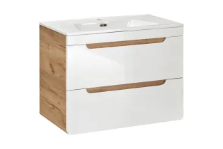 Waschbeckenunterschrank FERMO Weiss Hochglanz inkl.Waschtisch 60cm