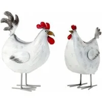 Geschenkestadl Tierfigur 2 große Metallfiguren Hahn und Henne (2 St)