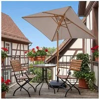 Sekey Sonnenschirm 200 x 150 cm Holzoptik Balkonschirm Rechteckig Wasserdicht, Knickbar, LxB: 200x150 cm, Sonnenschirm für Balkon Knickbar, Wasserdicht, UPF 50+