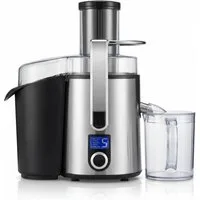 Arendo Zentrifugenentsafter Zentrifugaler Entsafter für Obst & Gemüse, Saftpresse, Zitruspresse, 1000 W, LCD-Display, 5 Stufen, 2L Tresterbehälter & Edelstahl-Design
