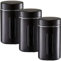 Zeller Present Vorratsglas 3 Stück Vorratsglas mit Metalldeckel, schwarz - Ø 10,2 x 18cm, Glas, (3-tlg)