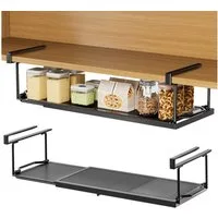 Yorbay Hängekorb Multifunktional Unterregal Hängekorb, Verstellbarer 38-70 cm, zusätzlicher Stauraum ohne Bohren, Schwarz