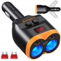 VERK GROUP 2-Fach KFZ Verteiler 12V 24V Zigarettenanzünder USB QC3.0 USB-C Auto-Adapter USB QC3.0 USB-C, 2 Steckdosen, USB-A & USB-C