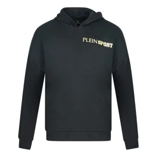 Plein Sport Block Logo auf Brust Schwarz Hoodie