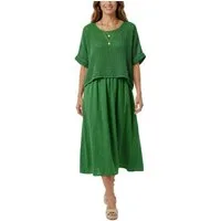 dy_mode Sommerkleid Damen Sommerkleid Midikleid in Zweiteiler-Optik Lagenlook Kleid in Unifarben, Zweiteiler-Optik