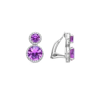 Luxenter Ohrringe aus 925er Sterlingsilber und rosa Zirkonia, rhodiniert – Pruka