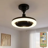 GLOBO LIGHTING Deckenventilator, LED Deckenventilator Deckenlampe Wohnzimmerleuchte schwarz D 25,8 cm