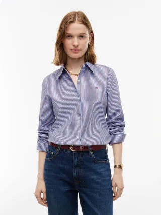 POPLIN REGULAR SHIRT Blue Burgundy Multi Stripe - Gr. - 36