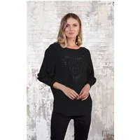 Passioni Strickpullover Pullover mit Perlen-Applikation