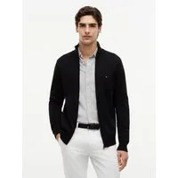Tommy Hilfiger Strickjacke ESSENTIAL COTTON ZIP THRU mit Logostickerei