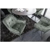 riess-ambiente Esszimmerstuhl LOFT grün/schwarz – Samt, drehbar, Metall-Füße, mit Armlehne (Einzelartikel, 1 St), mit 180° Drehfunktion und Autoreturn – ideal für Dein Esszimmer