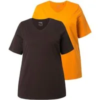 Ulla Popken T-Shirt T-Shirts 2er-Pack V-Ausschnitt Halbarm (2-tlg)