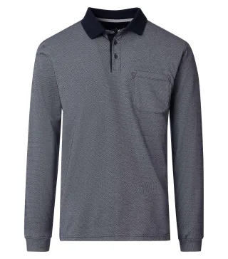 CASAMODA - Polo-Shirt Langarm blau - Gr. - XXL