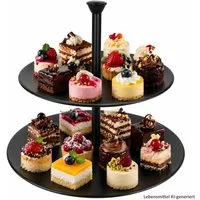 MamboCat Etagere MamboCat Bekki Etagere schwarz 2-stöckig Ø25cm Stahl Cupcake-Ständer, Metall