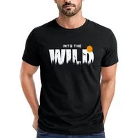 Neverless Print-Shirt Herren T-Shirt Brustprint Bedruckt Into the Wild Schriftzug Outdoor mit Print
