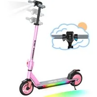 RCB Elektro-Kinderroller R12 PRO mit verstellbarer Höhe, 7-Zoll-Vollgummireifen, klappbar, LED, Belastbarkeit 60 kg, Faltmechanismus mit zwei Sicherheitsverriegelungen