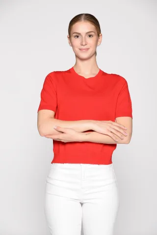 IN LINEA - Pullover, Rundhals, 1/2-Arm 449 summer red - Gr. - 38