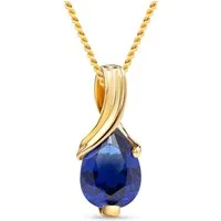 Miore Kette mit Anhänger für Damen mit Smaragd, Saphir oder Rubin im Tropfenschliff 14K Gold, Kette vergoldet 18K 925 Sterling Silber