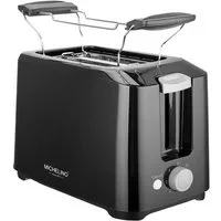 Michelino Toaster 2 Scheiben Toaster mit Brötchenaufsatz Schwarz, 700 W
