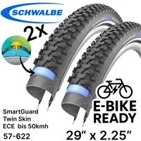 Schwalbe Fahrradschlauch 2x Schwalbe Marathon Plus MTB Ebike 29x2,25 Reflex Pannenschutz Reifen