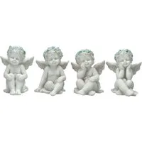 Figuren Shop GmbH Dekofigur Putten Figur – Engel Set mit blauen Rosen Dekoration Sammler 7 cm