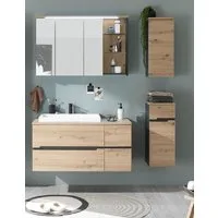 PREISBRECHER Badezimmer-Set Memphis, (Kommode), (4-tlg) Grau / Artisan Eiche Dekor - 160x176x53 (BxHxT)