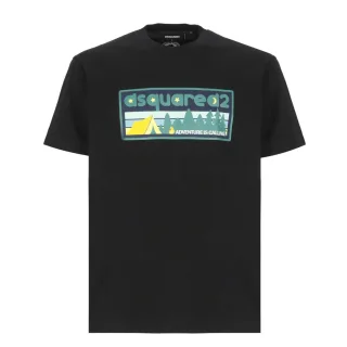 Dsquared2 Adventure Is Calling Schwarzes T-shirt