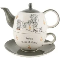 Mila Teekanne Mila Keramik Tee-Set Oommh Katze relax - take it easy, 0,4 l, (Set, Tee-Set)