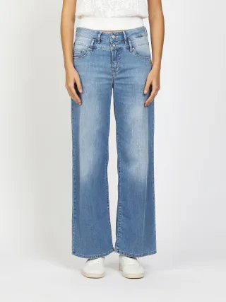 GANG Damen Jeans 94CARA -wide fit Jeans light midblue