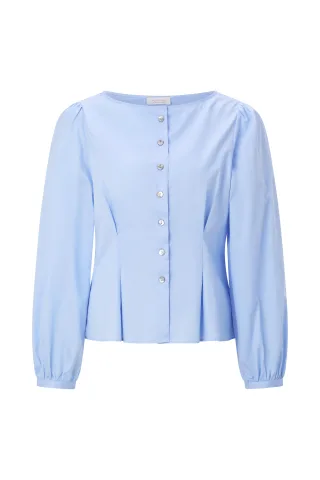 Rich & Royal - Fitted Cotton Blouse skyway blue - Gr. - 40