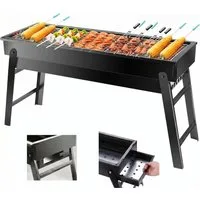 BlingBin Holzkohlegrill Faltbare Mini-Holzkohle-Einheit aus rostfreiem Stahl, 1er Set, 60 × 22 × 32 cm, leicht platzsparend für Camping, Garten, Picknick und Reise